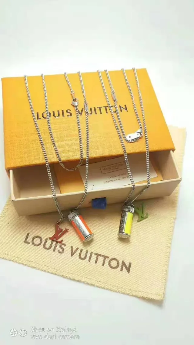 Louis Vuitton Gold Silver Fine Chain Floral Charm Necklace 2