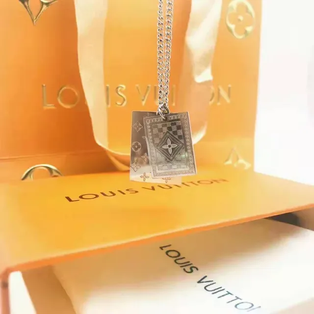Louis Vuitton Gold Silver Fine Chain Floral Charm Necklace 8