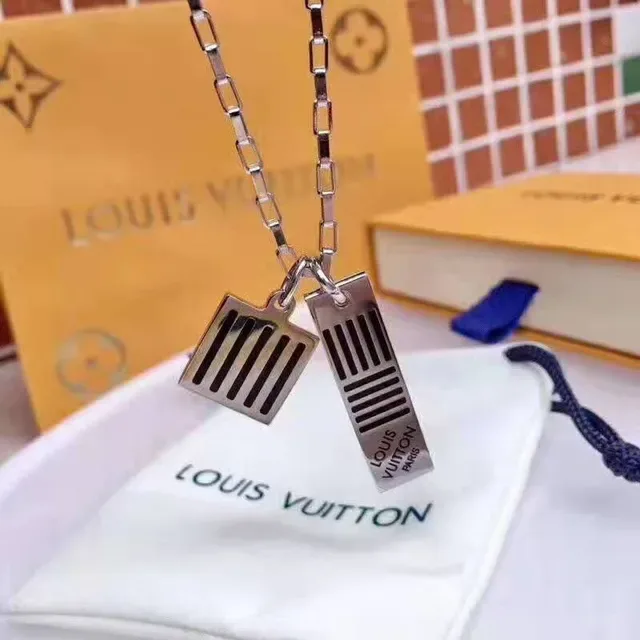 Louis Vuitton Gold Silver Fine Chain Floral Charm Necklace 9