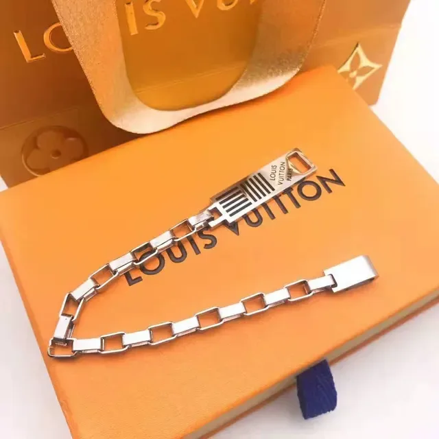 Louis Vuitton Gold Silver Fine Chain Floral Charm Necklace 13