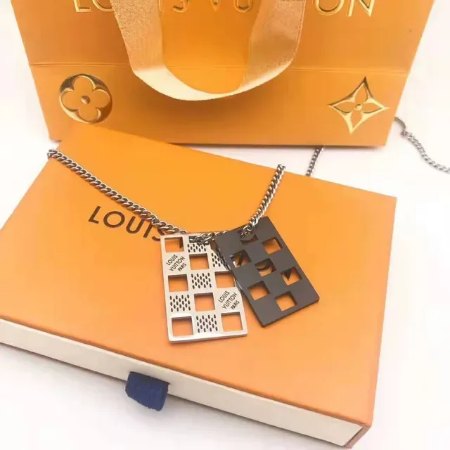 Louis Vuitton Gold Silver Fine Chain Floral Charm Necklace 16