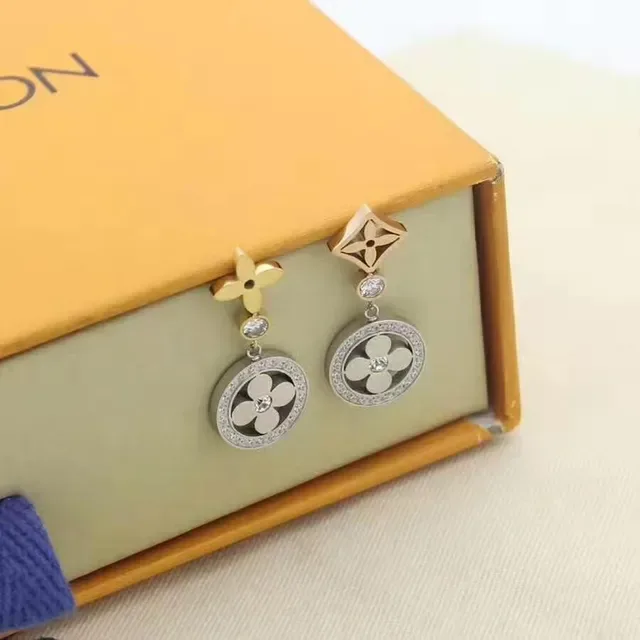Louis Vuitton Gold Silver Fine Chain Floral Charm Necklace 20