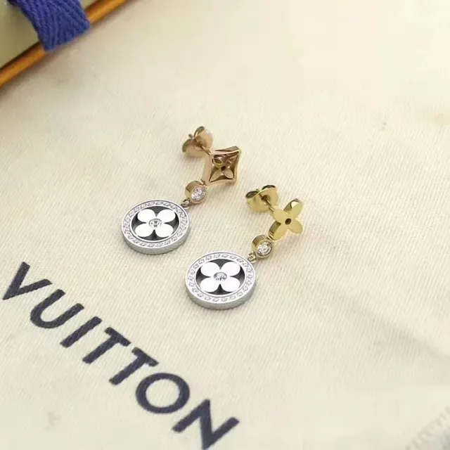 Louis Vuitton Gold Silver Fine Chain Floral Charm Necklace 21