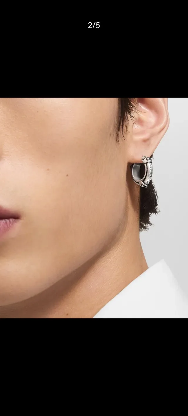 Louis Vuitton Gold-Tone Engraved Geometric Hoop Earrings 7
