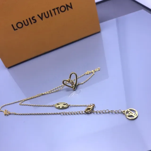 Louis Vuitton Gold-Tone LV Heart and Monogram Disc Necklace 4