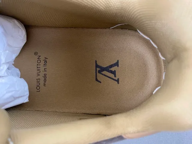 لويس فويتون رمادي بيج أحذية لايف ستايل غير متماثلة وسطية منحوتة بجزء علوي من مواد مختلطة متعددة الطبقات 7