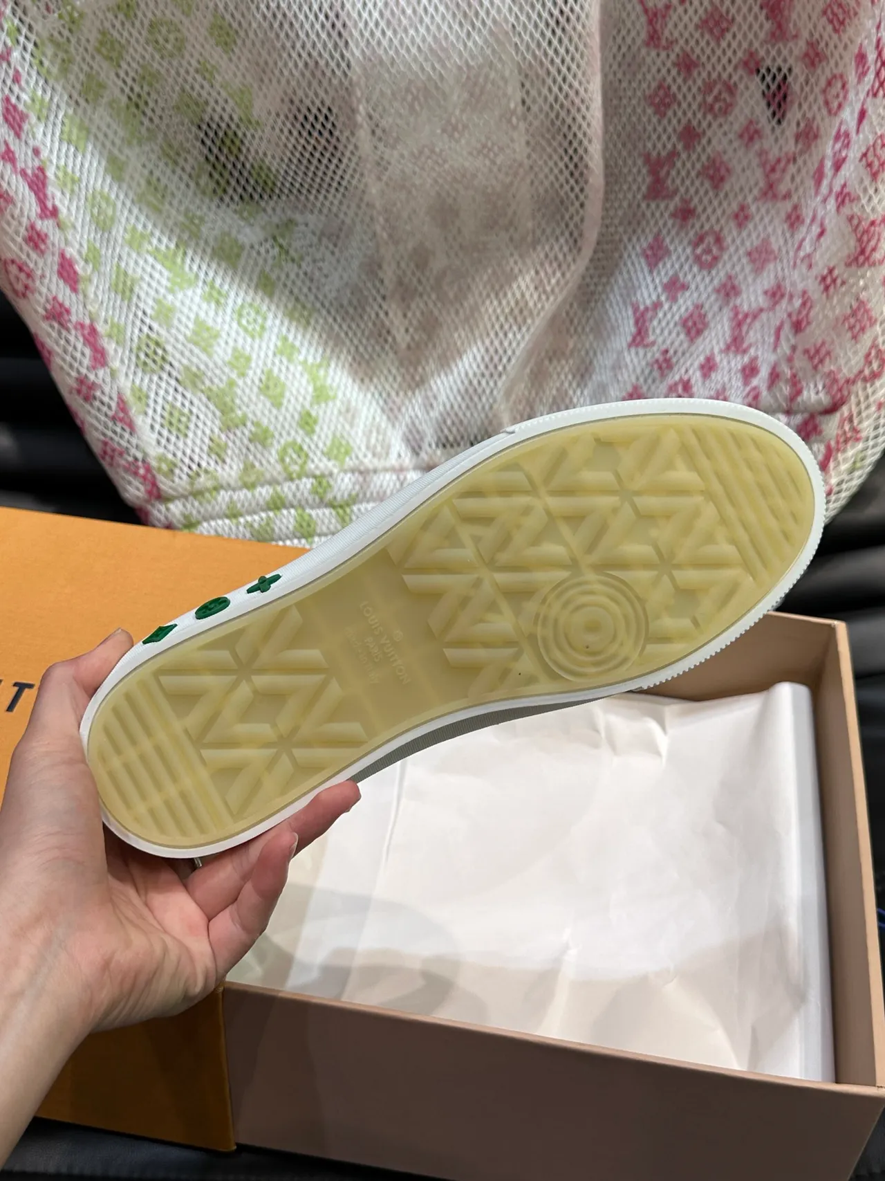 Louis Vuitton Gray Green Monogram-Print Leather Low-Top Cupsole Lifestyle Sneakers 2