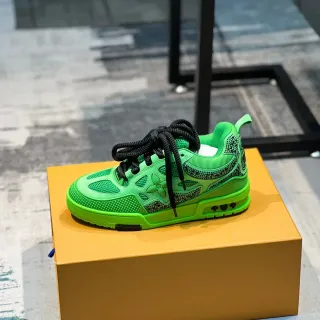 Louis Vuitton Zapatillas Verde Negro Neón Perforadas Malla Cuerda Lifestyle