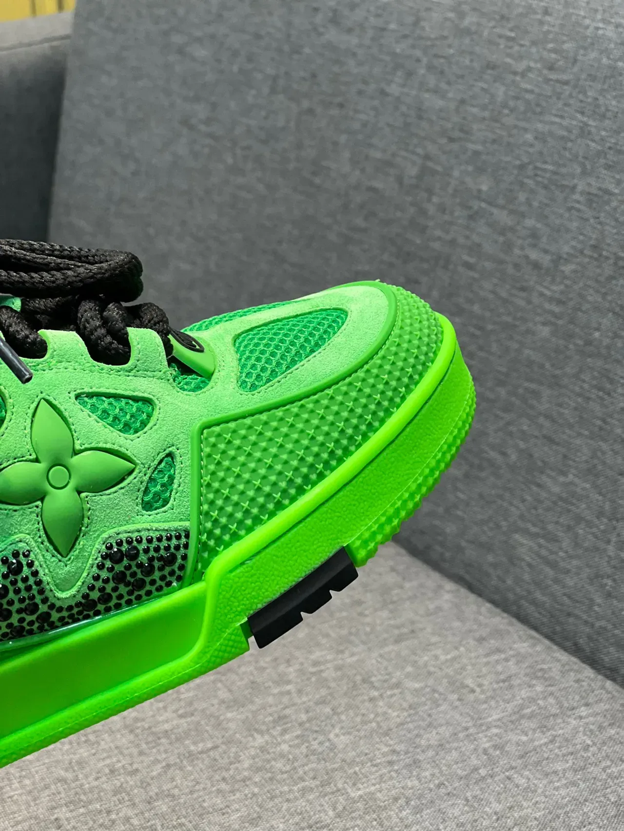 Louis Vuitton Green Black Neon Perforated Mesh Rope Laces Lifestyle Sneakers 2
