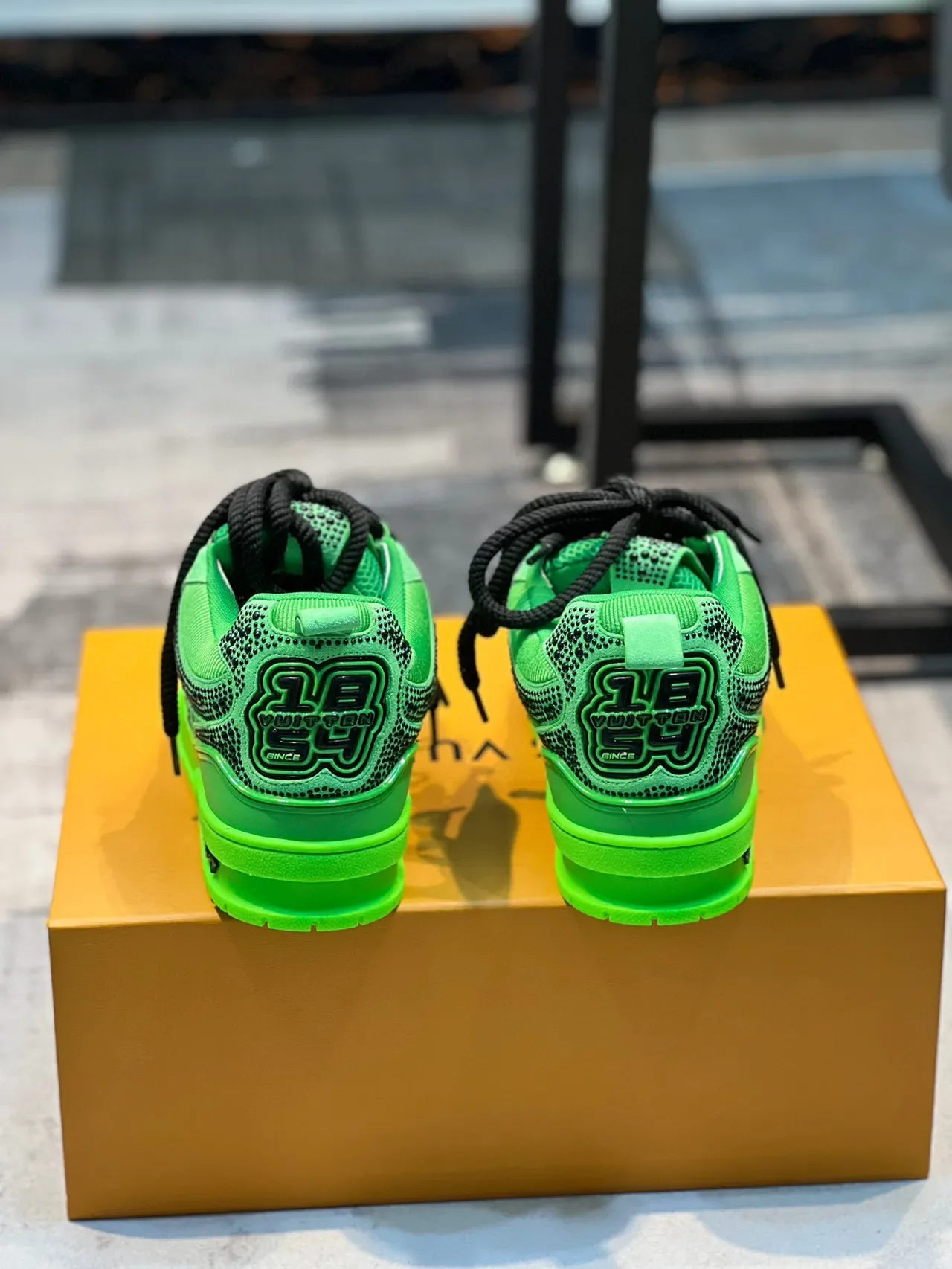 Louis Vuitton Green Black Neon Perforated Mesh Rope Laces Lifestyle Sneakers 3