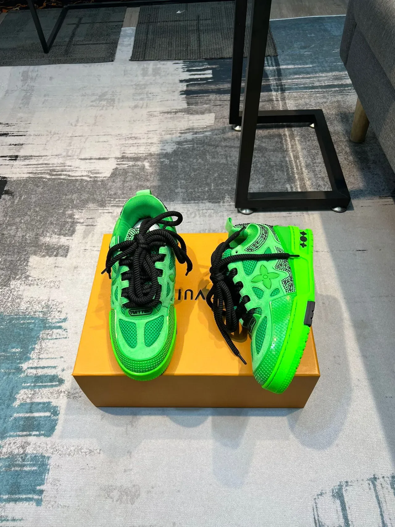 Louis Vuitton Green Black Neon Perforated Mesh Rope Laces Lifestyle Sneakers 4