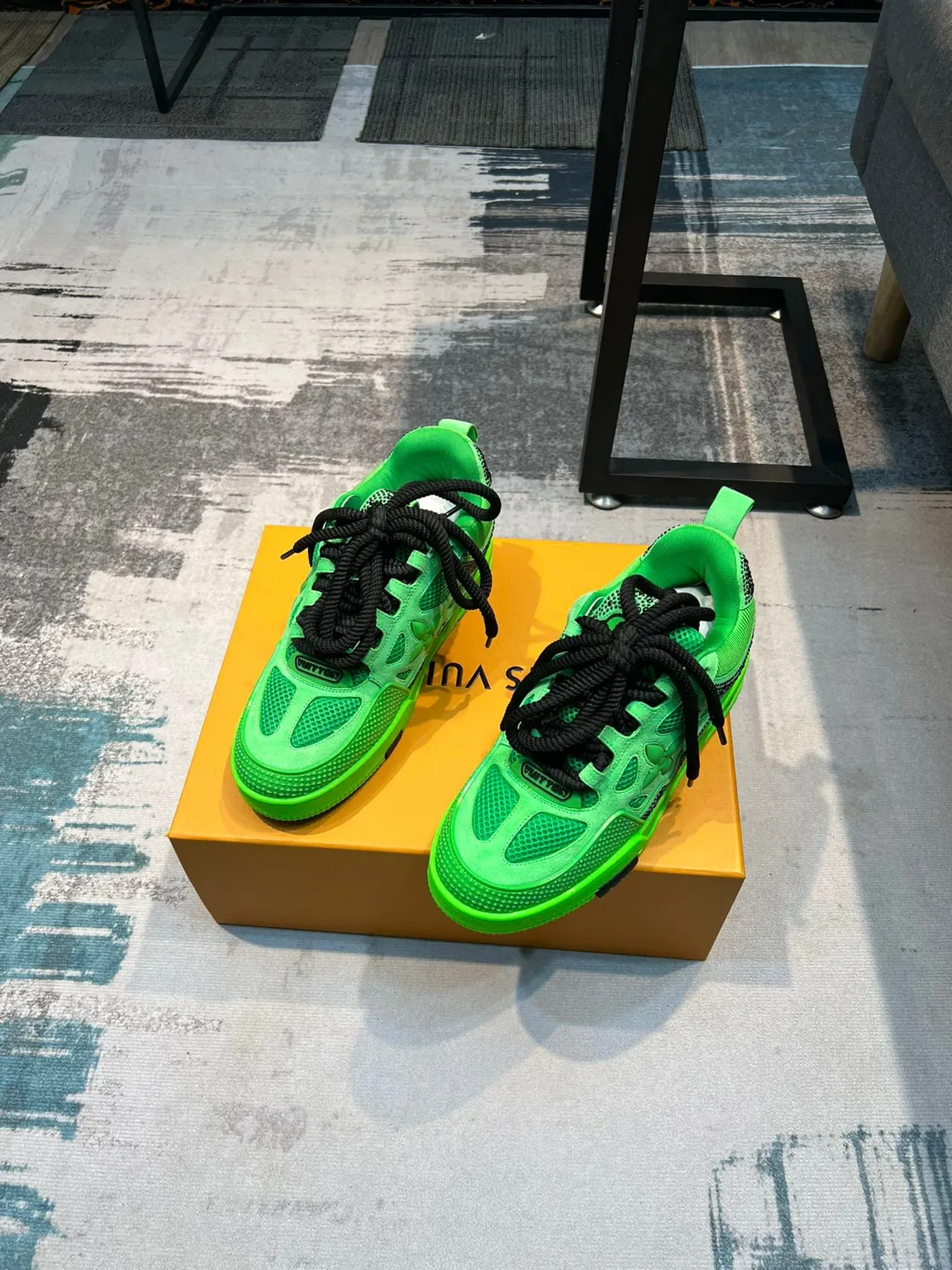 Louis Vuitton Green Black Neon Perforated Mesh Rope Laces Lifestyle Sneakers 5