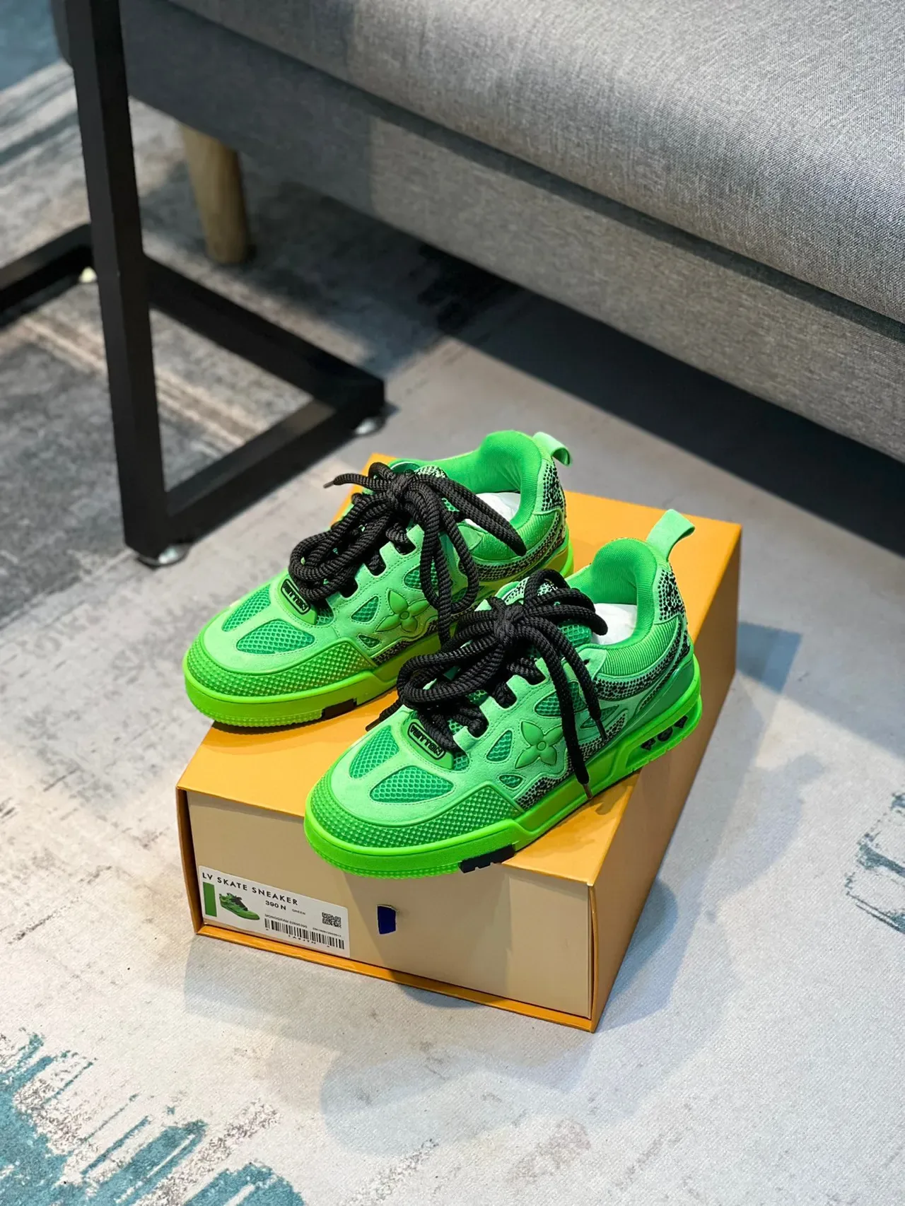 Louis Vuitton Green Black Neon Perforated Mesh Rope Laces Lifestyle Sneakers 7