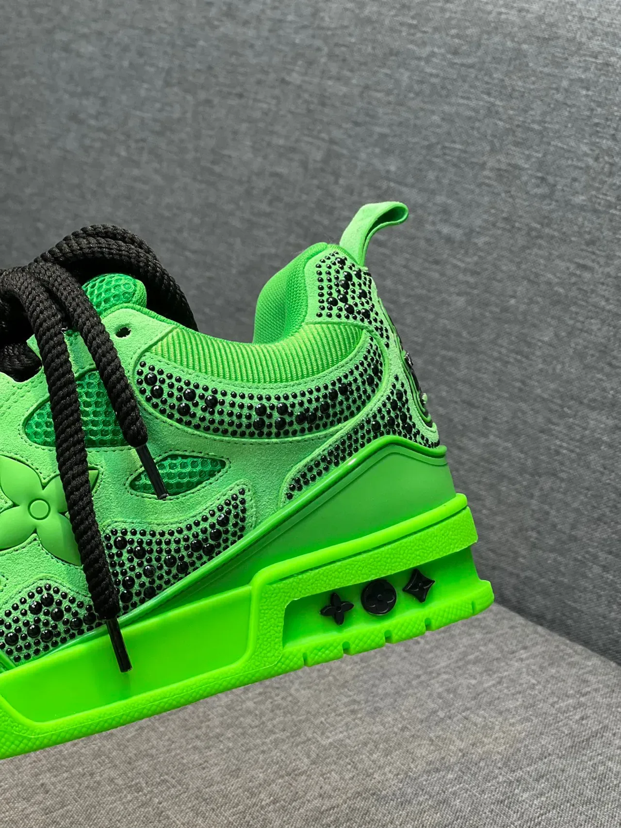 Louis Vuitton Green Black Neon Perforated Mesh Rope Laces Lifestyle Sneakers 8