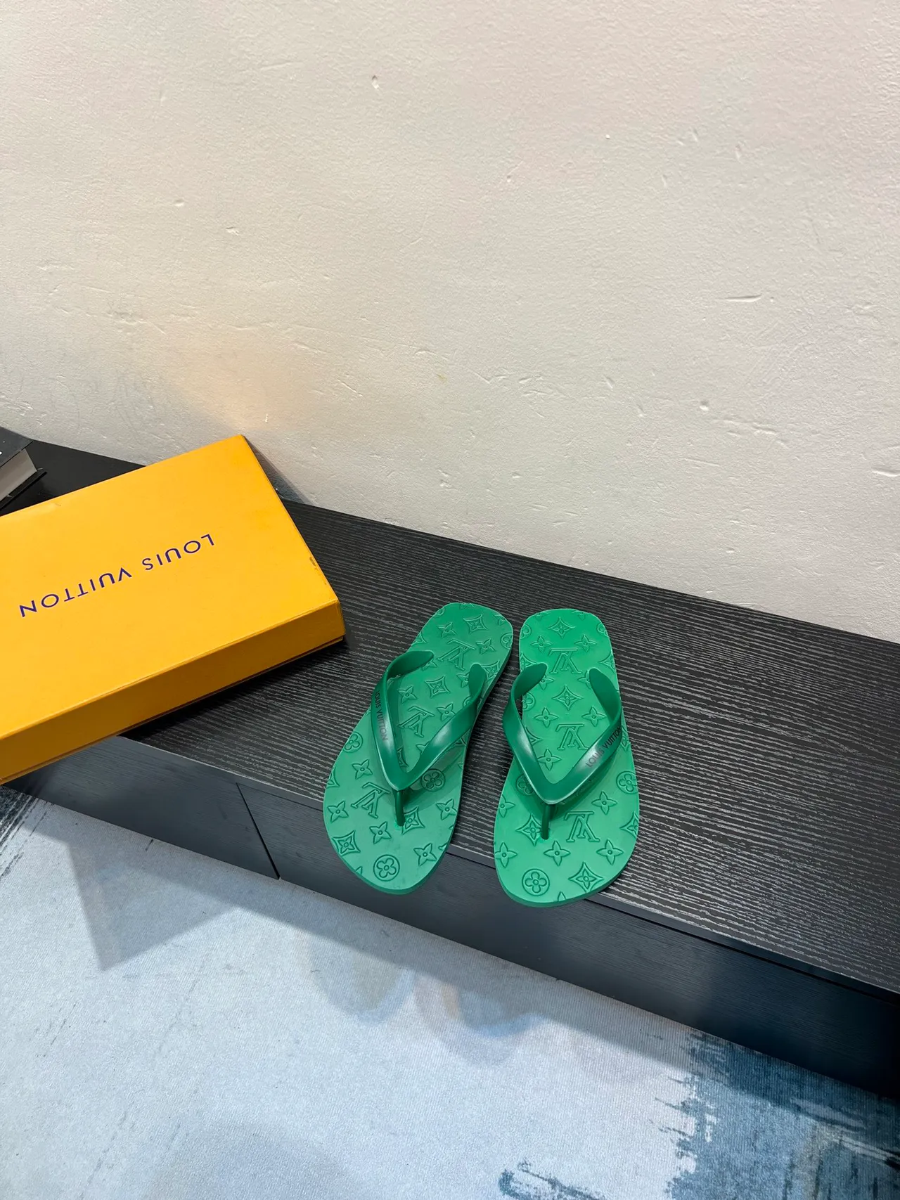 Louis Vuitton Green Monogram-Molded Rubber Slippers 2
