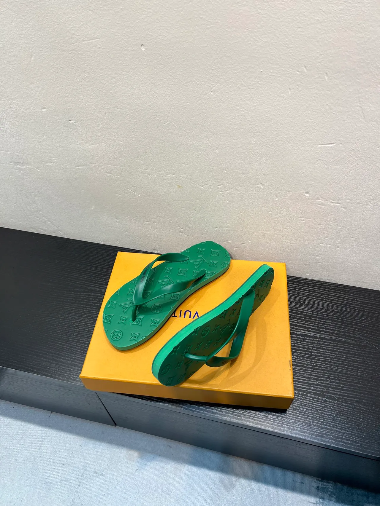 Louis Vuitton Green Monogram-Molded Rubber Slippers 4
