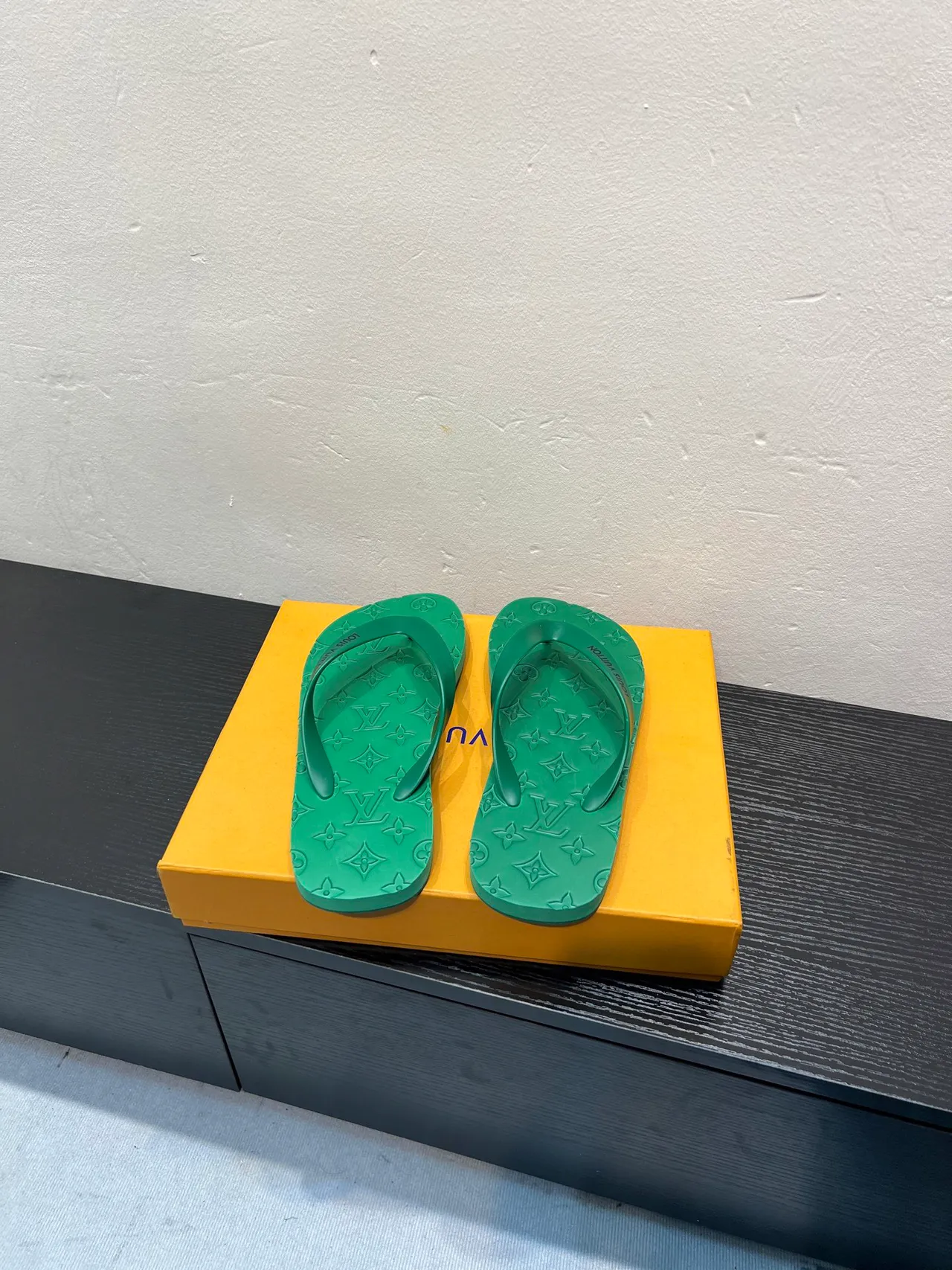 Louis Vuitton Green Monogram-Molded Rubber Slippers 6