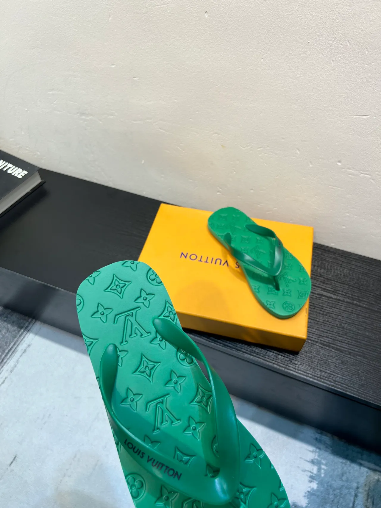 Louis Vuitton Green Monogram-Molded Rubber Slippers 7