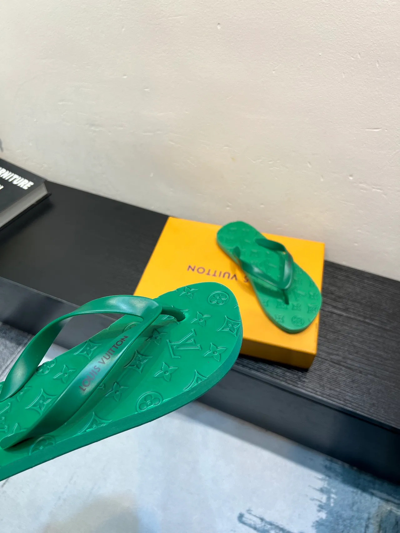 Louis Vuitton Green Monogram-Molded Rubber Slippers 8