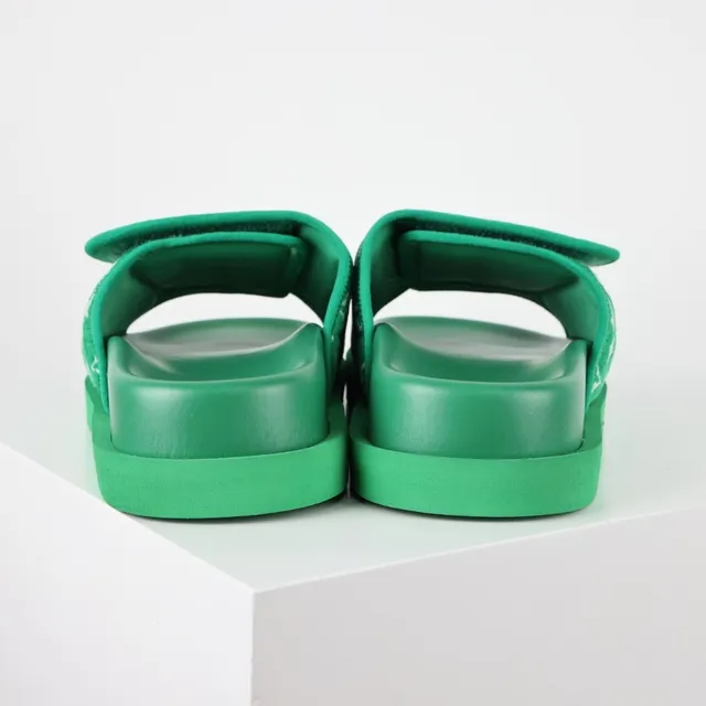 Louis Vuitton Green White Platform Sole Monogrammed Fabric Strap Slippers 8