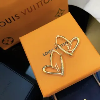 Louis Vuitton Heart-Shaped Monogram Hoop Earrings