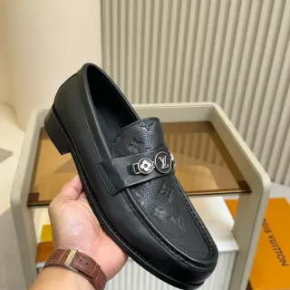 Louis Vuitton Horsebit Loafer काला मोनोग्राम चमड़े का लोफर
