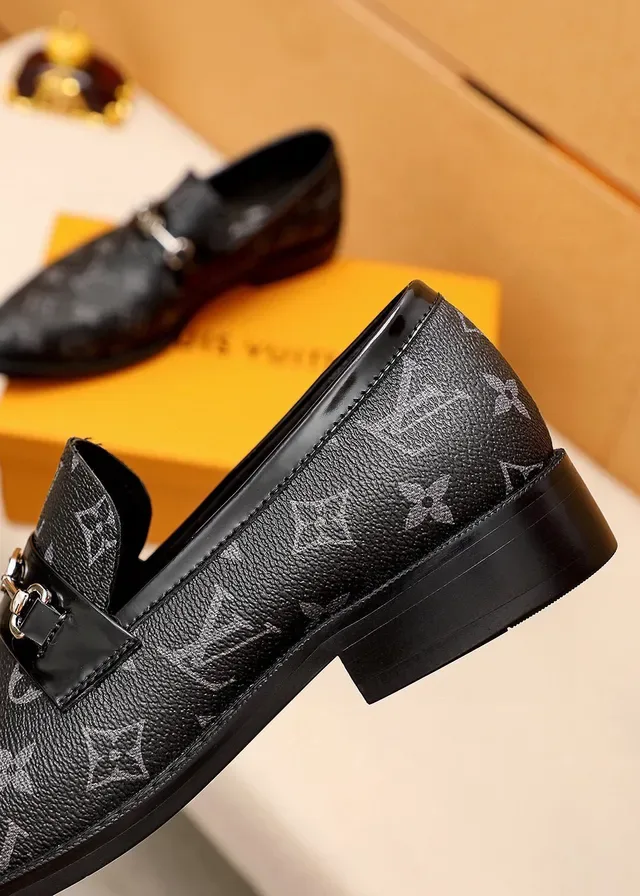Louis Vuitton Horsebit Loafer Black Monogram Leather Loafers 6