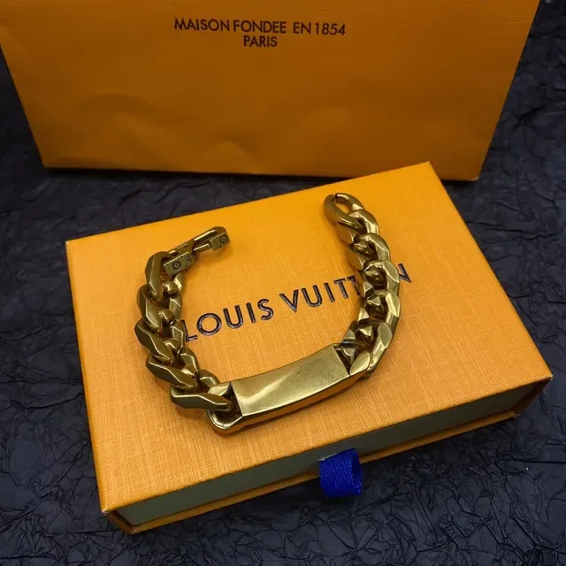 Louis Vuitton Iconic Chain Gold-Tone Curb-Link Bracelet 3