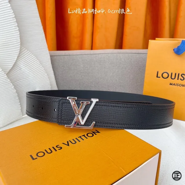 Louis Vuitton Initiales Black Silver Textured Leather Belt 6