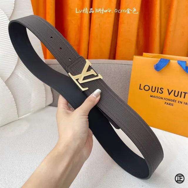 Louis Vuitton Initiales Black Silver Textured Leather Belt 10