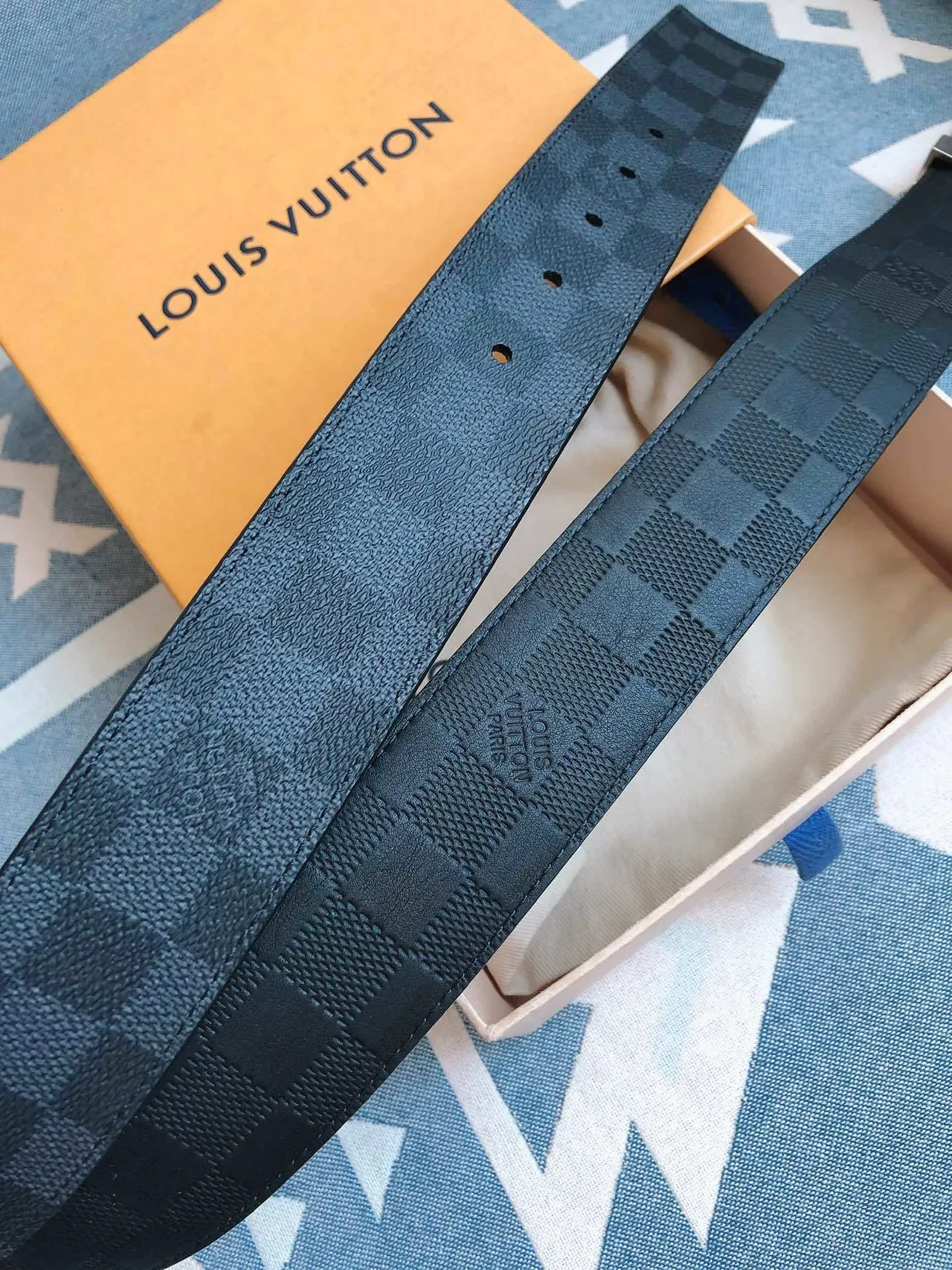 Louis Vuitton Inventeur Damier Graphite Leather Belt 4