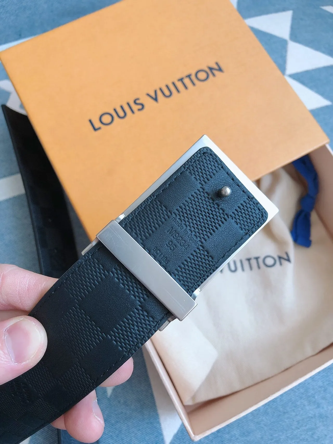 Louis Vuitton Inventeur Damier Graphite Leather Belt 6