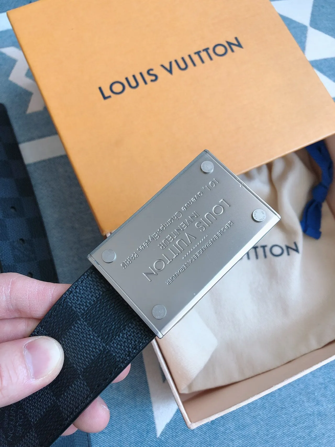 Louis Vuitton Inventeur Damier Graphite Leather Belt 7