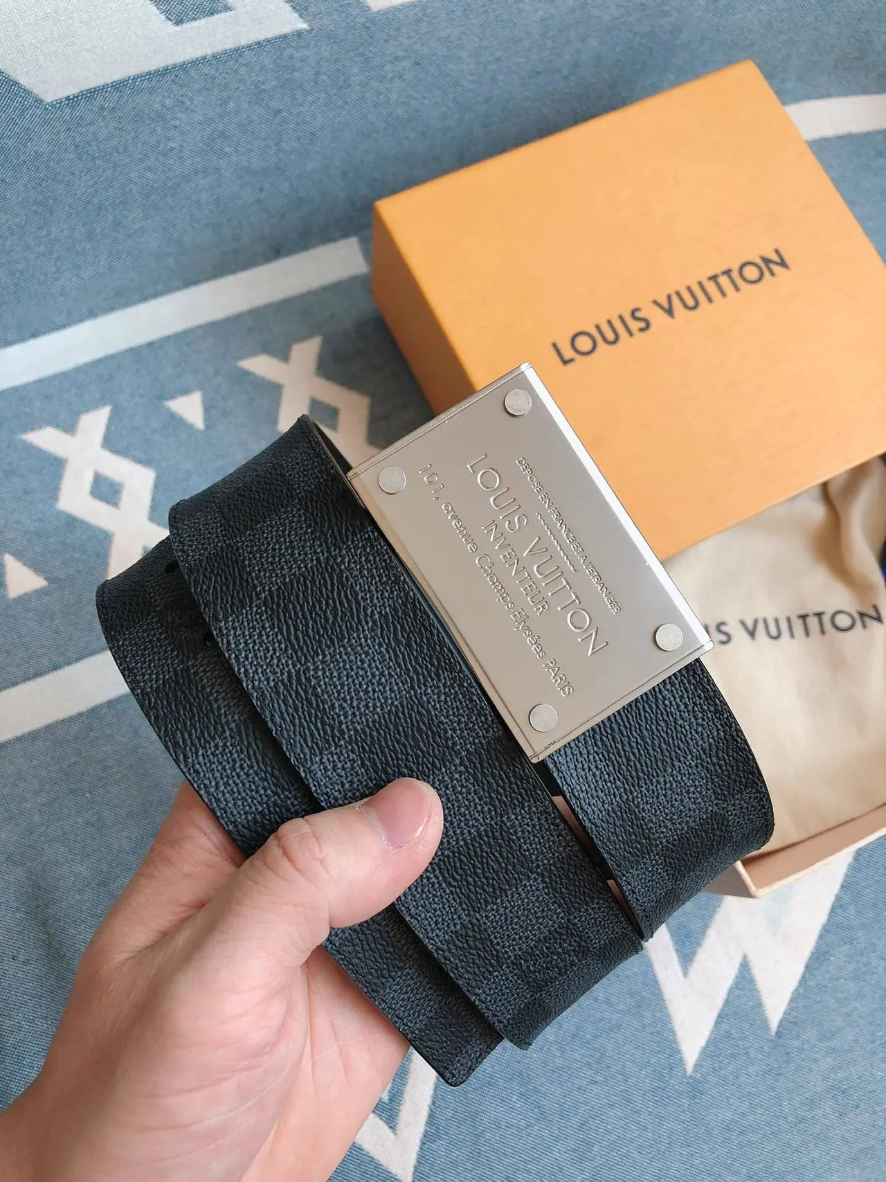 Louis Vuitton Inventeur Damier Graphite Leather Belt 9