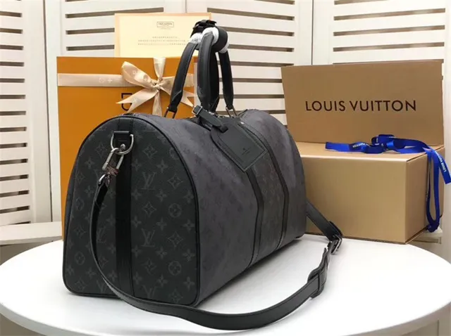 Louis Vuitton Keepall Bandoulière Gray Monogram Duffle Bag 9