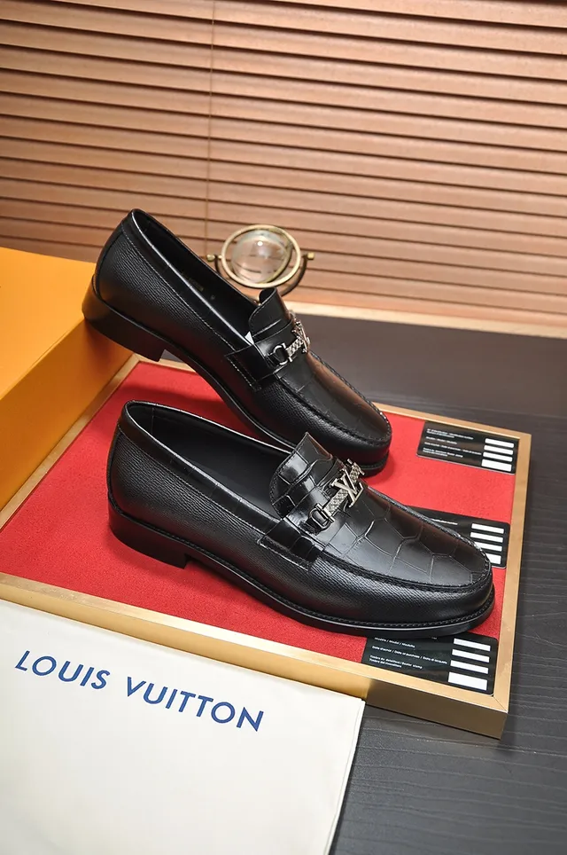 Louis Vuitton Loafer Black Croc-Embossed Leather Buckle Strap Loafers 4