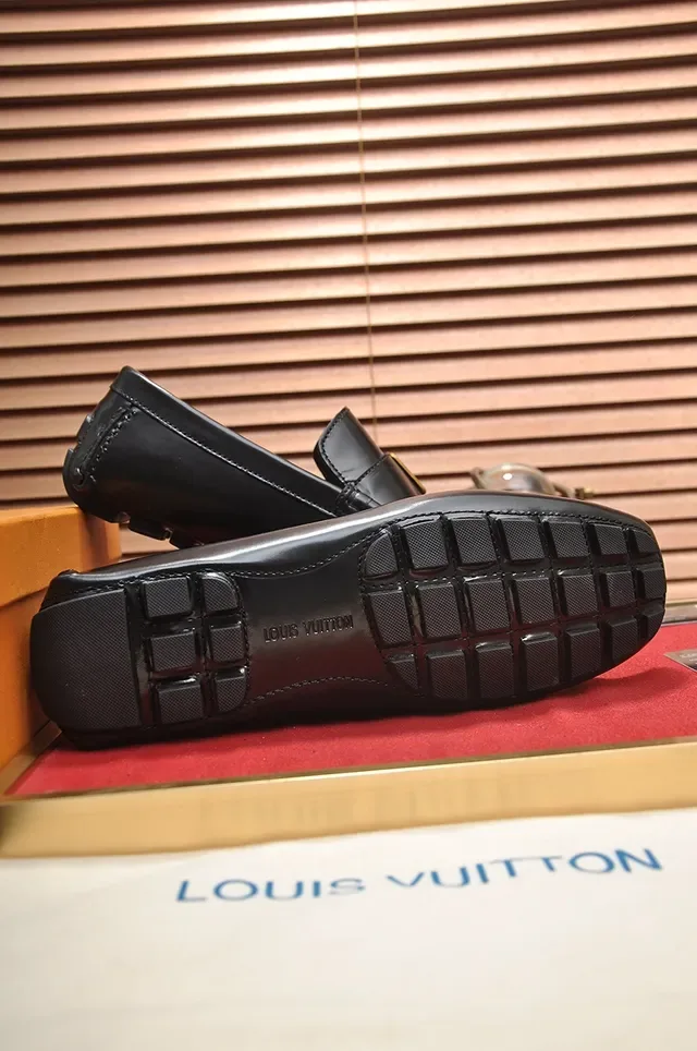 Louis Vuitton Loafer Black Gold Polished Leather Buckle Hardware Loafer 3