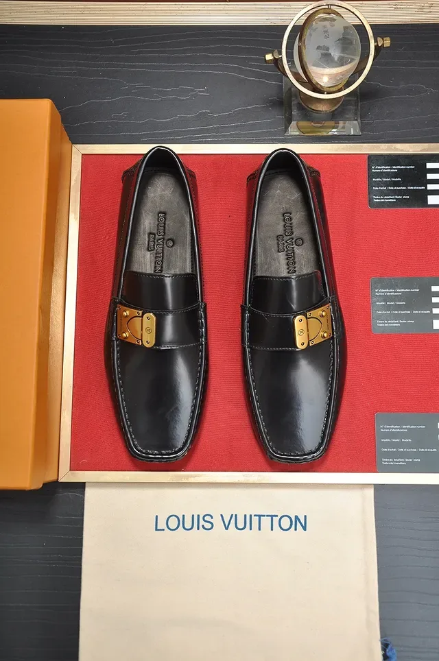 Louis Vuitton Loafer Black Gold Polished Leather Buckle Hardware Loafer 5