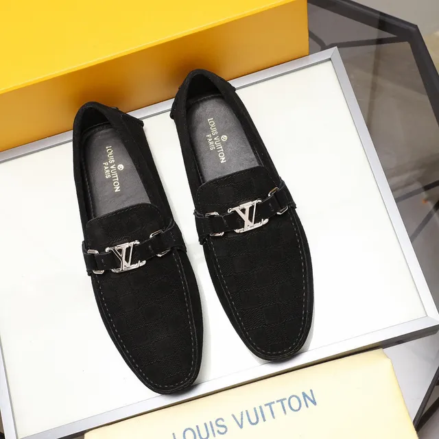 Louis Vuitton Loafer Black Textured Canvas LV Buckle Strap Loafers 7