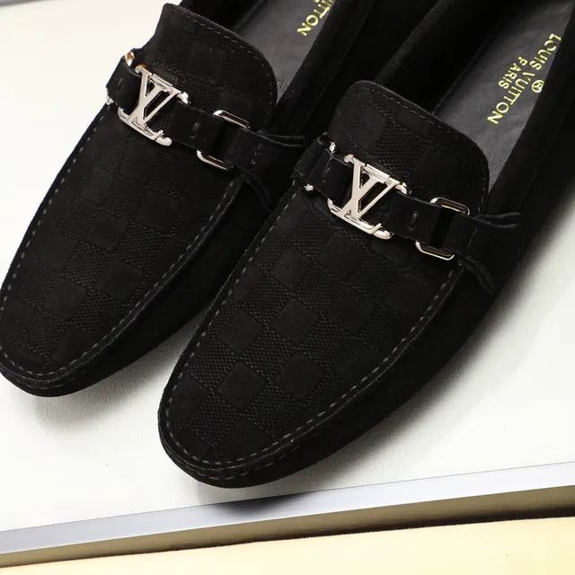 Louis Vuitton Loafer Black Textured Canvas LV Buckle Strap Loafers 8