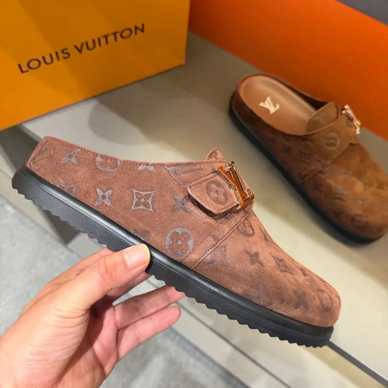 Louis Vuitton Loafer Brown Beige Monogrammed Buckle-Strap Loafer 2