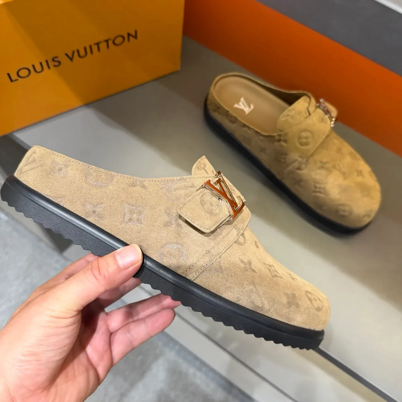 Louis Vuitton Loafer Brown Beige Monogrammed Buckle-Strap Loafer 5
