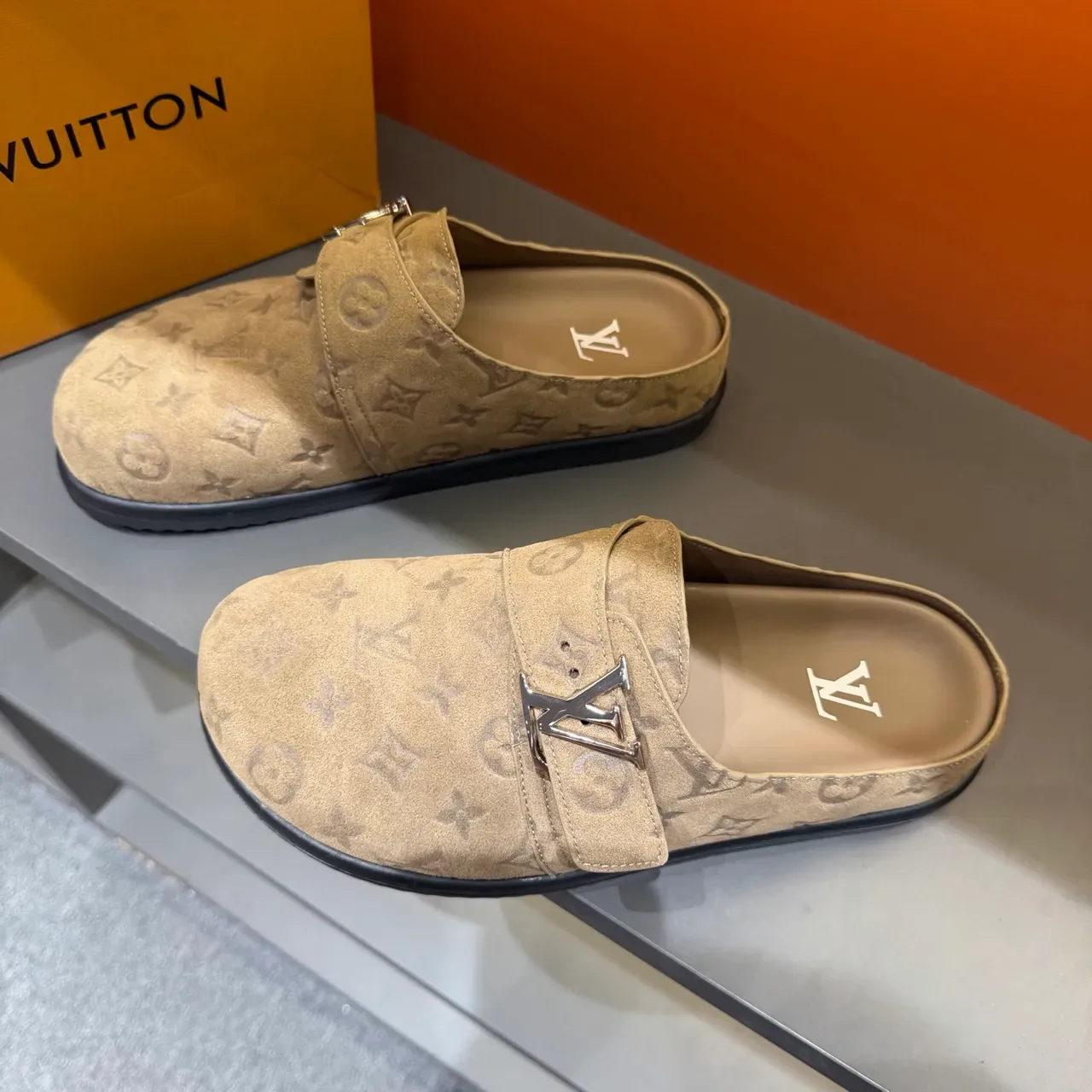 Louis Vuitton Loafer Brown Beige Monogrammed Buckle-Strap Loafer 10