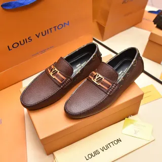 Louis Vuitton Loafer 棕色 金色 压纹皮革 印花装饰领口 Loafer