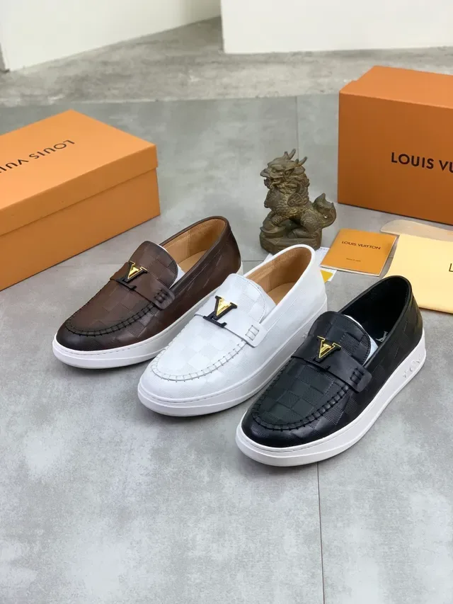 Louis Vuitton Loafer Brown White Damier Check Leather Moccasin-Stitched Toe Loafer 2