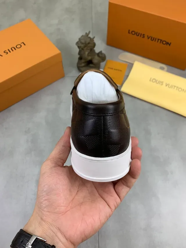 Louis Vuitton Loafer Brown White Damier Check Leather Moccasin-Stitched Toe Loafer 3