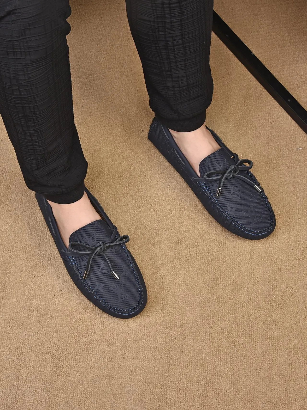 Louis Vuitton mocassins Navy Beige Monogrammed Canvas Moccasin-Stitched Vamp mocassins 3