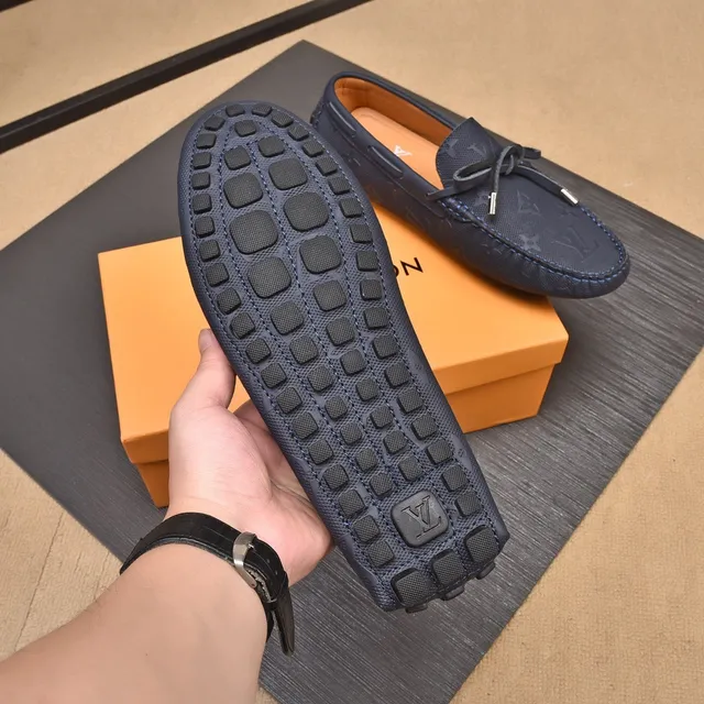Louis Vuitton mocassins Navy Beige Monogrammed Canvas Moccasin-Stitched Vamp mocassins 4