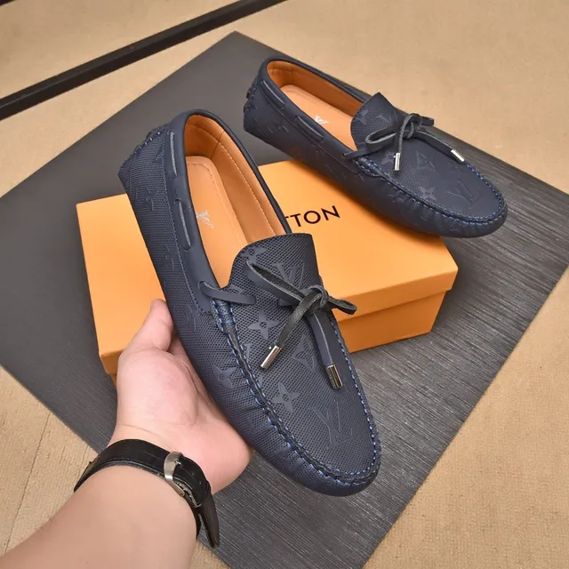 Louis Vuitton mocassins Navy Beige Monogrammed Canvas Moccasin-Stitched Vamp mocassins 5