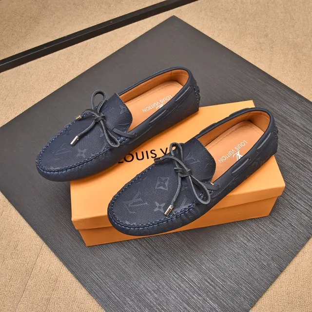 Louis Vuitton mocassins Navy Beige Monogrammed Canvas Moccasin-Stitched Vamp mocassins 6